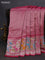 Banarasi semi raw silk saree pink with allover silver woven brocade weaves and floral design paithani border