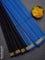 Kora silk cotton saree black and cs blue with allover thread & zari weaves and zari woven border