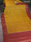 Banarasi tussar silk saree mustard yellow and maroon with allover thread & zari woven buttas and woven border