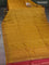 Banarasi tussar silk saree mustard yellow with thread & zari woven buttas and temple design woven border