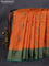 Banarasi tussar silk saree orange and green with thread & zari woven floral buttas and woven border