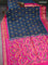 Ikat soft silk saree peacock blue and pink with allover ikat weaves and temple design zari woven border