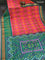 Ikat soft silk saree dual shade of pink and dark green with allover ikat weaves and long ikat woven zari border