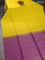 Kanchipuram soft silk saree yellow and purple with allover zari weaves & buttas in borderless style