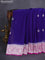 Banarasi chiffon silk saree blue and purple with silver zari woven buttas and floral silver zari woven border