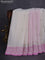 Banarasi chiffon silk saree off white and lotus pink with silver zari woven buttas and floral silver zari woven border
