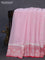 Banarasi chiffon silk saree baby pink and red with silver zari woven buttas and silver zari woven border