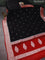 Banarasi chiffon silk saree black and red with silver zari woven buttas and silver zari woven border