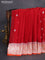 Banarasi chiffon silk saree red and orange with silver zari woven buttas and silver zari woven border