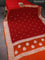 Banarasi chiffon silk saree red and orange with silver zari woven buttas and silver zari woven border