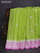 Banarasi chiffon silk saree lime green and lotus pink with silver zari woven buttas and silver zari woven border