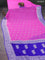 Banarasi chiffon silk saree light pink and royal blue with silver zari woven buttas and silver zari woven border