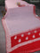 Banarasi chiffon silk saree pastel pink and red with silver zari woven buttas and floral silver zari woven border