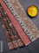 Jaipur cotton saree black and marron with allover kalamkari prints and printed border