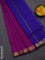 10 yards Poly cotton saree purple and blue with plain body and zari woven border