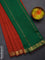10 yards Poly cotton saree orange and green with plain body and zari woven border
