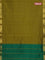 10 yards Poly cotton saree mehendi green and green with plain body and zari woven border