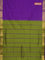 10 yards Poly cotton saree violet and light green with plain body and zari woven border