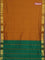 10 yards Poly cotton saree dark mustard and green with plain body and zari woven border