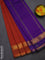 10 yards Poly cotton saree orange and violet with plain body and rettapet zari woven border