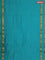 10 yards Poly cotton saree teal green and maroon with plain body and rettapet zari woven border