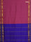 10 yards Poly cotton saree mauve pink and blue with plain body and rettapet zari woven border