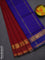 10 yards Poly cotton saree maroon and blue with plain body and rettapet zari woven border