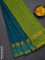 10 yards Poly cotton saree peacock green and lime green with plain body and rettapet zari woven border