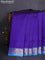 10 yards silk cotton saree navy blue and cs blue with plain body and zari woven border