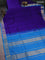 10 yards silk cotton saree navy blue and cs blue with plain body and zari woven border
