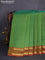 10 yards silk cotton saree green and red with plain body and zari woven border