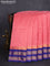 10 yards silk cotton saree peach shade and blue with allover small zari checks and zari woven border