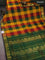10 yards silk cotton saree multi colour and green with allover paalum pazhamum checks & buttas and zari woven border