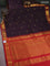 10 yards silk cotton saree deep jamun shade and maroon with allover vairaosi pattern & zari buttas and zari woven border
