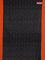 Ikat cotton saree black and orange with allover ikat weaves and simple border