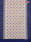 Ikat cotton saree cream and blue with allover ikat butta weaves and temple design ikat style border
