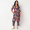 V-Neck Printed Kurta with Pant Set