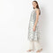 Below Knee Sleeveless Flare Fit Printed Kurta
