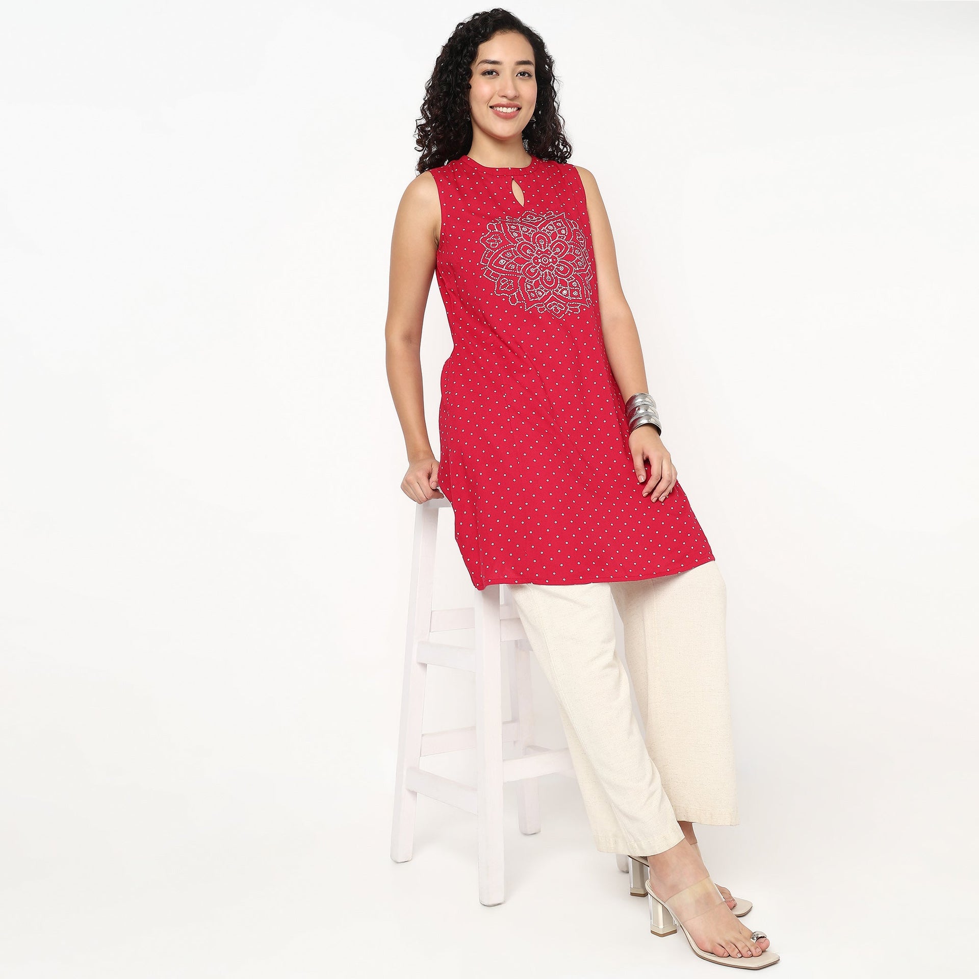 A-Line Printed Straight Kurta