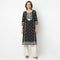 Below Knee Three-Fourth Sleeve Straight Fit Embroidered Kurta