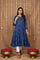 Blue Bandhani Mirror Work Flared Modal Satin Kurta