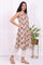 Beige Floral Printed Pure Cotton Straight A-line Kurta