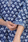 Blue Block Print Mirror Work Flared Cotton Kurta