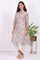 Beige Floral Printed Thread Embroidered Cotton Silk Straight Kurta
