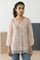 Cream Floral Printed Lace Organza Straight Top with Printed Slip