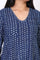 Blue Geometric Thread Work Flared Cotton Top