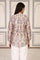Beige Floral Printed Straight Cotton Top