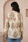 Beige Block Floral Printed Pure Cotton Straight Top