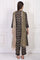 Black Floral Printed Embellished A-Line Cotton Kurta with Straight Pant and Dupatta Set