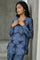 Blue Shibori Printed Satin Straight Top with Pants Co-ord Set